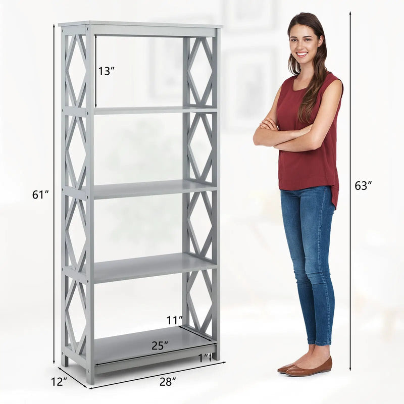 5-Tier Modern Freestanding Bookcase with Open Shelves by DirectDeals