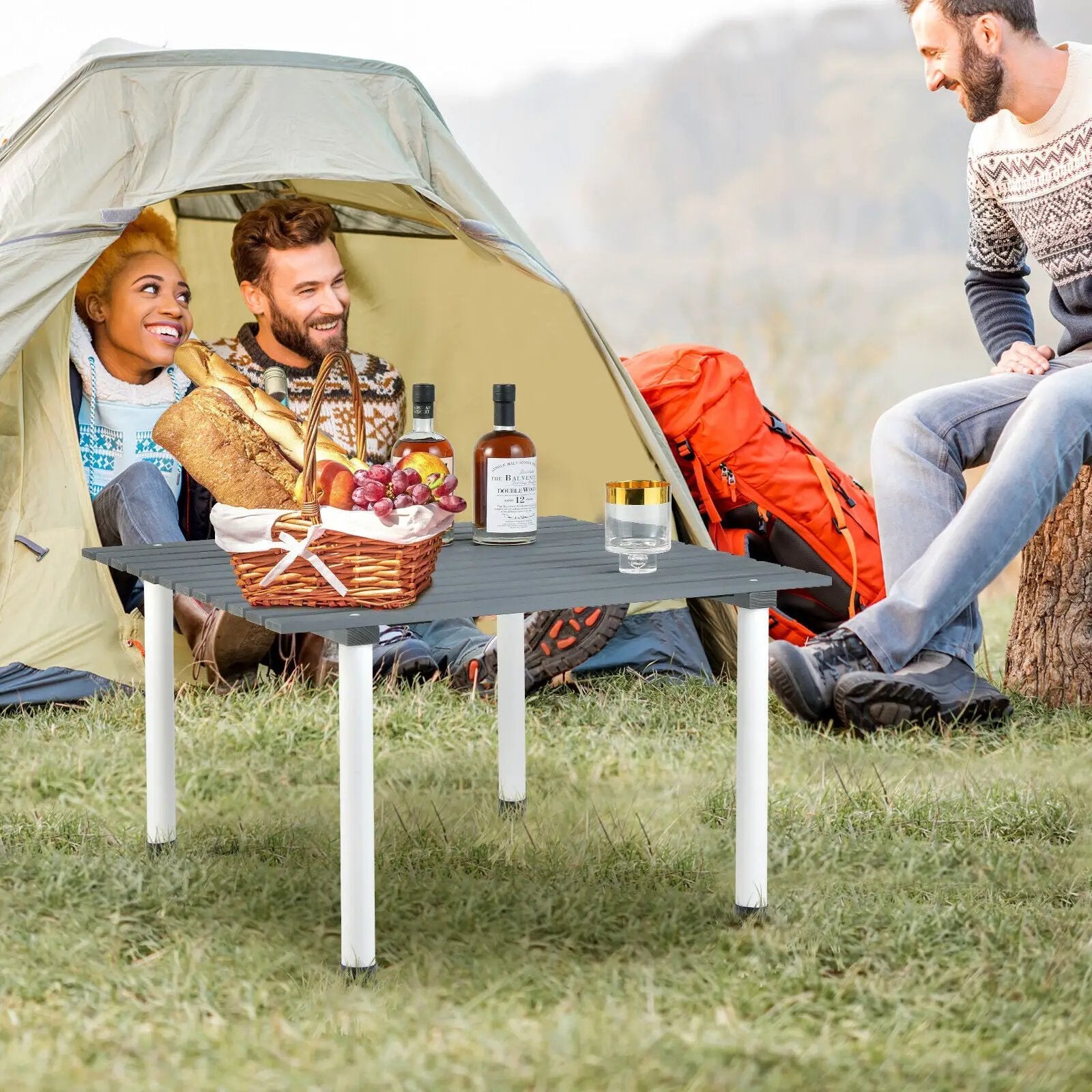 Folding Outdoor Camping Table with Carrying Bag for Picnics and Party-Gray by DirectDeals