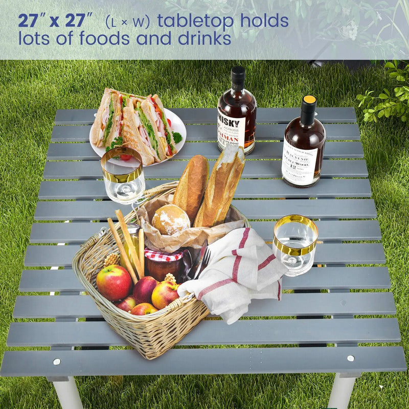 Folding Outdoor Camping Table with Carrying Bag for Picnics and Party-Gray by DirectDeals