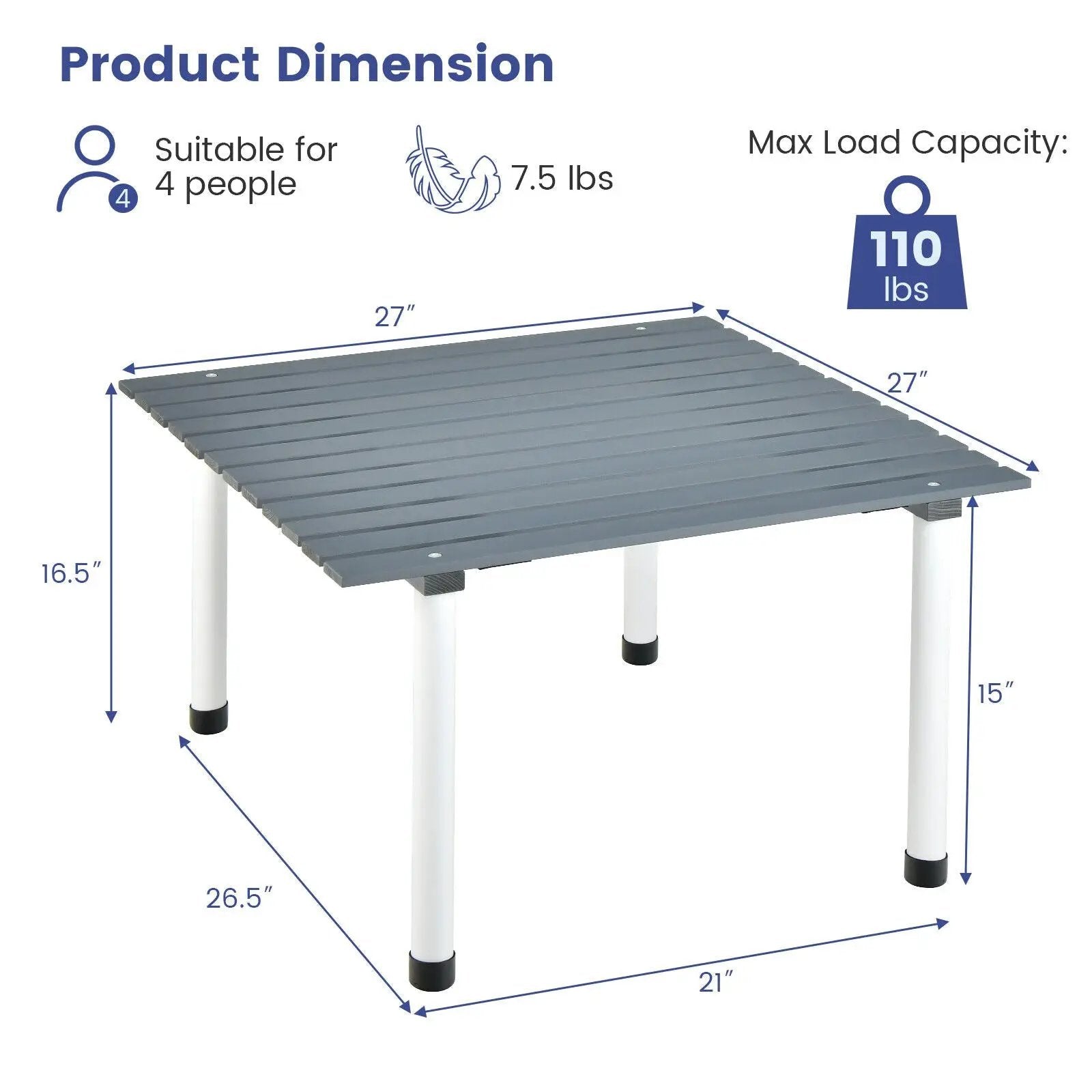 Folding Outdoor Camping Table with Carrying Bag for Picnics and Party-Gray by DirectDeals