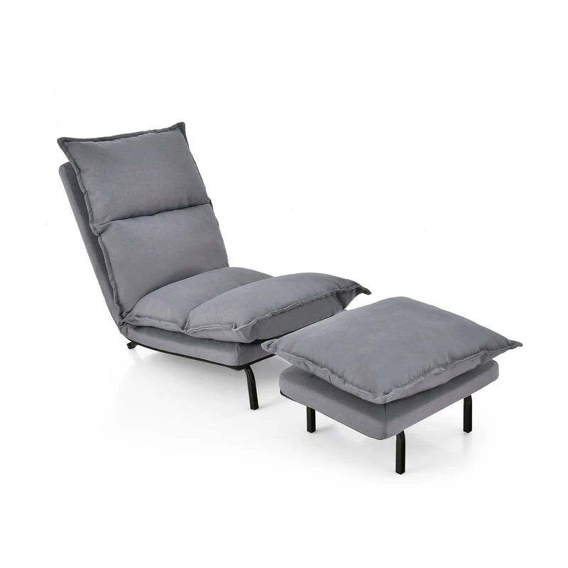 Modern Armless Accent Chair with Ottoman for Living Room-Gray by DirectDeals