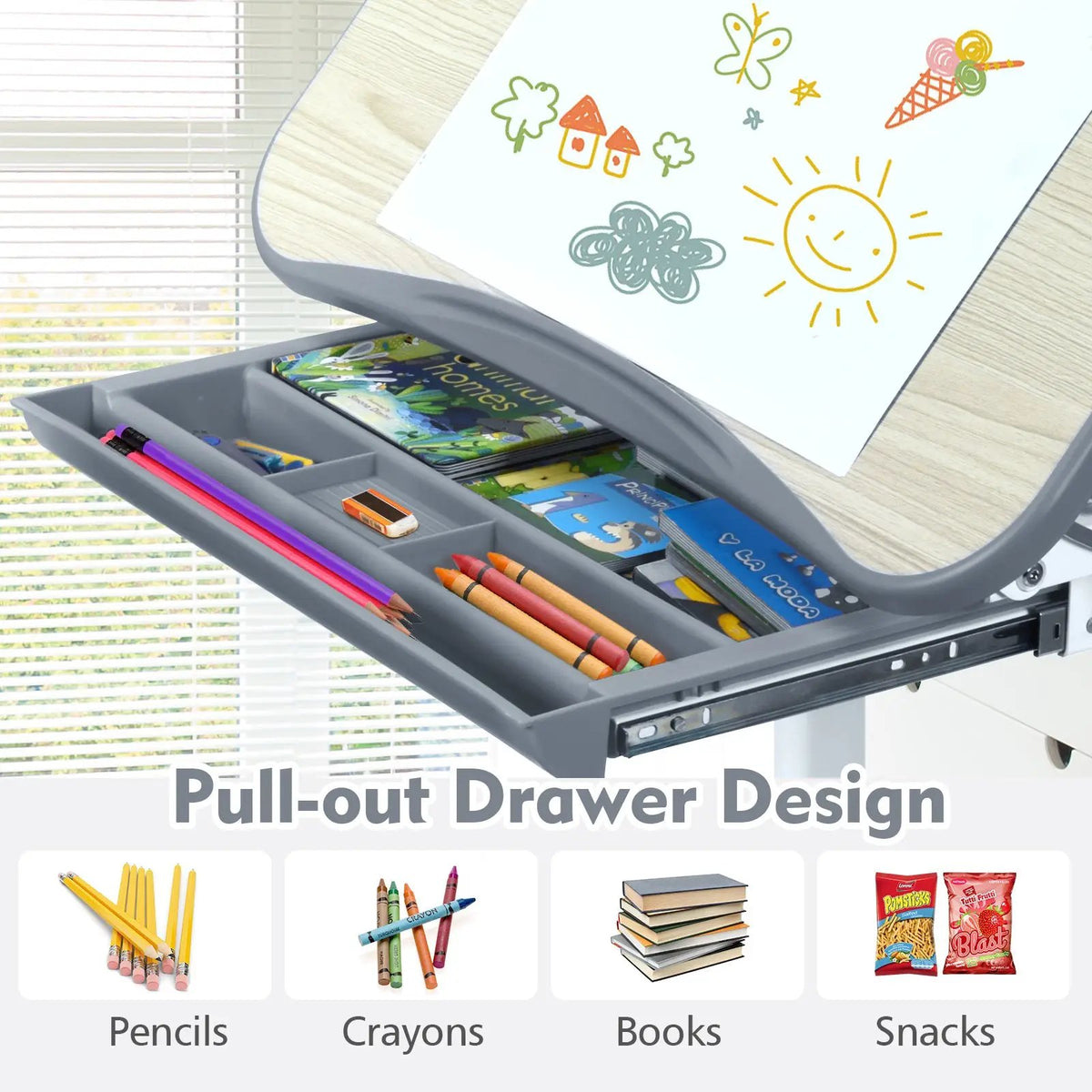 Height Adjustable Kids Study Desk and Chair Set by DirectDeals