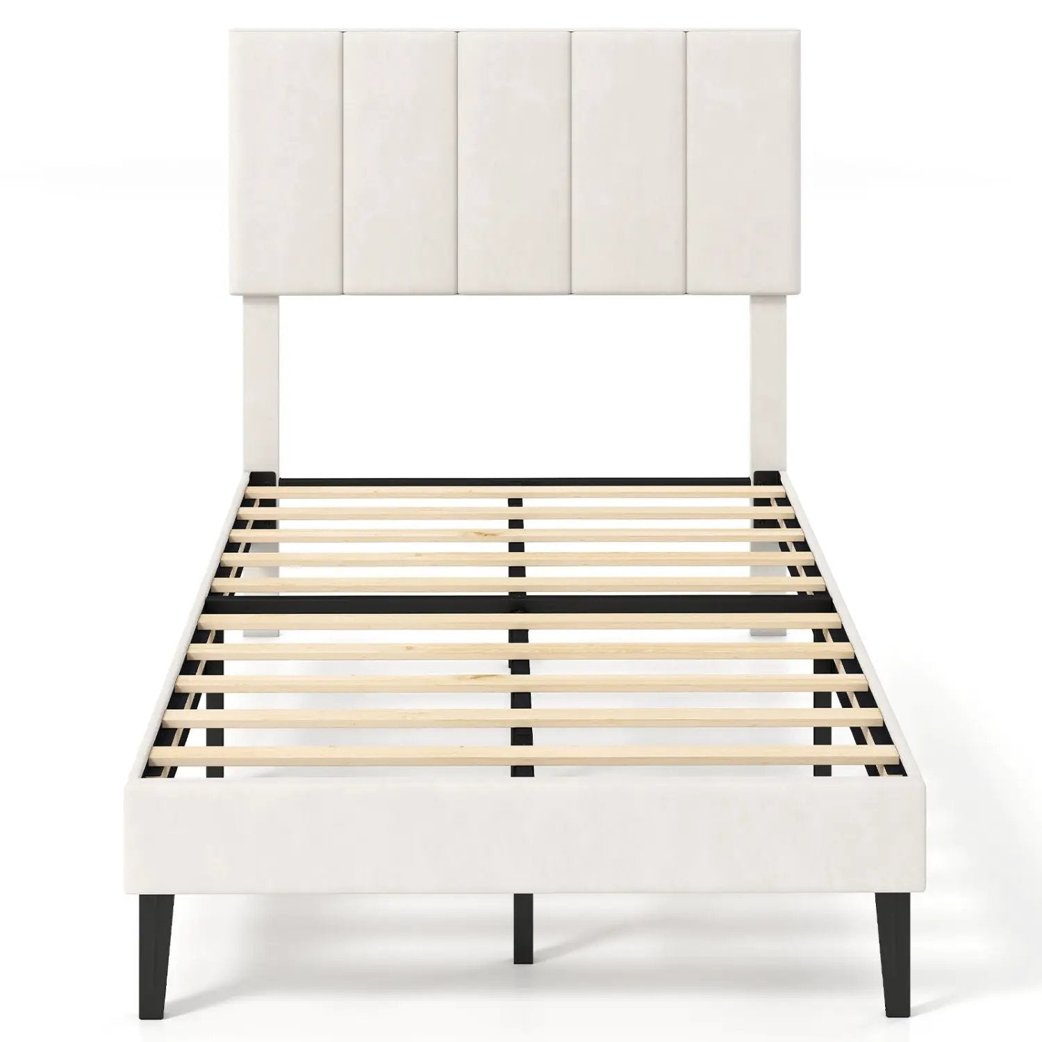 Upholstered Platform Bed with Adjustable Headboard - Twin by DirectDeals