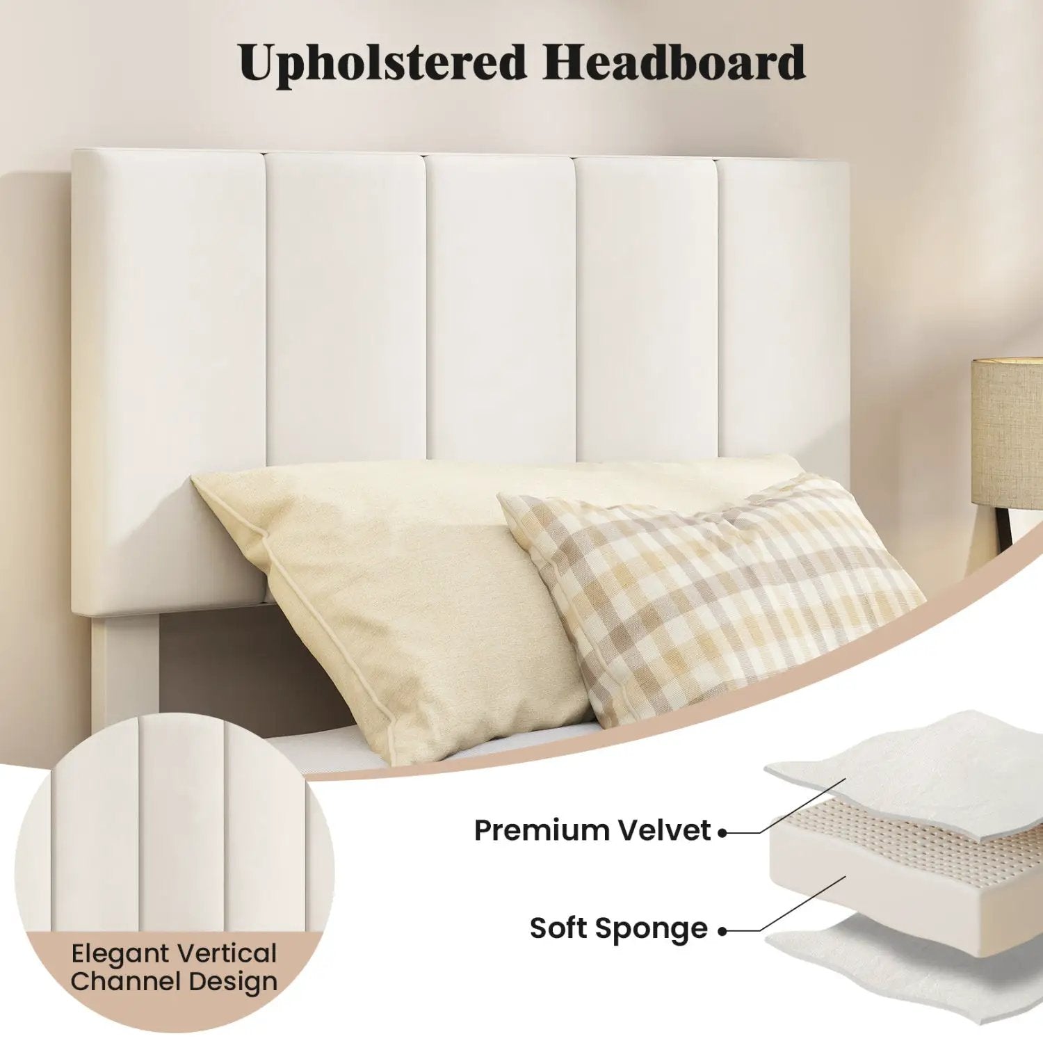 Upholstered Platform Bed with Adjustable Headboard - Twin by DirectDeals