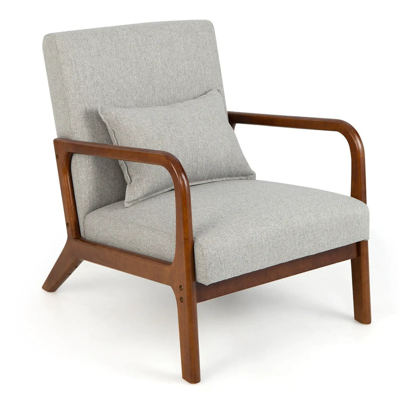 Modern Accent Chair with Rubber Wood Frame and Lumbar Pillow by DirectDeals