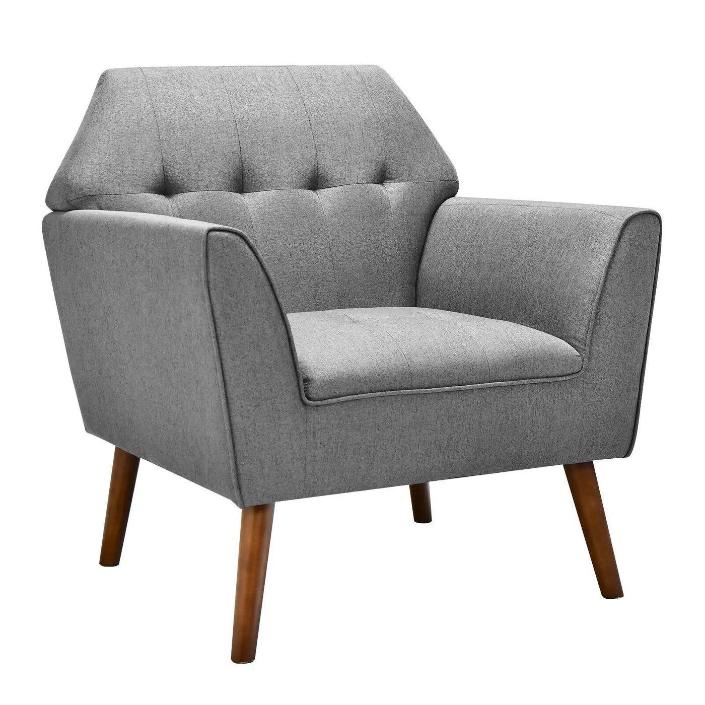 Modern Tufted Fabric Accent Chair with Rubber Wood Legs by DirectDeals