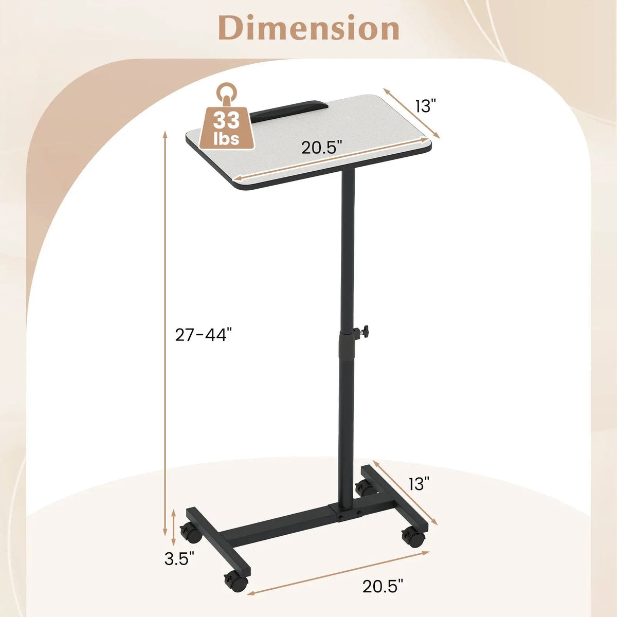 Overbed Rolling Food Tray Table by DirectDeals