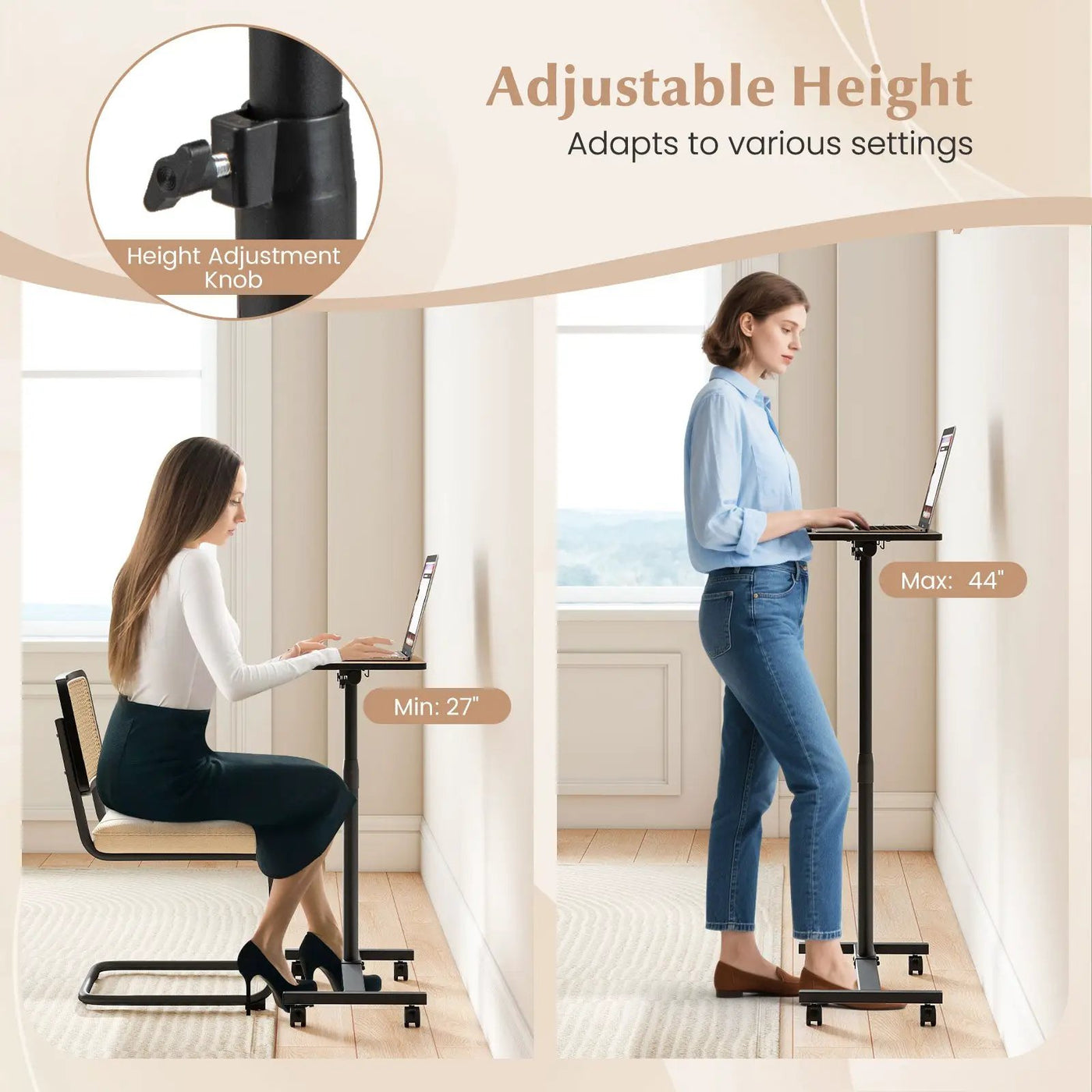Overbed Rolling Food Tray Table by DirectDeals