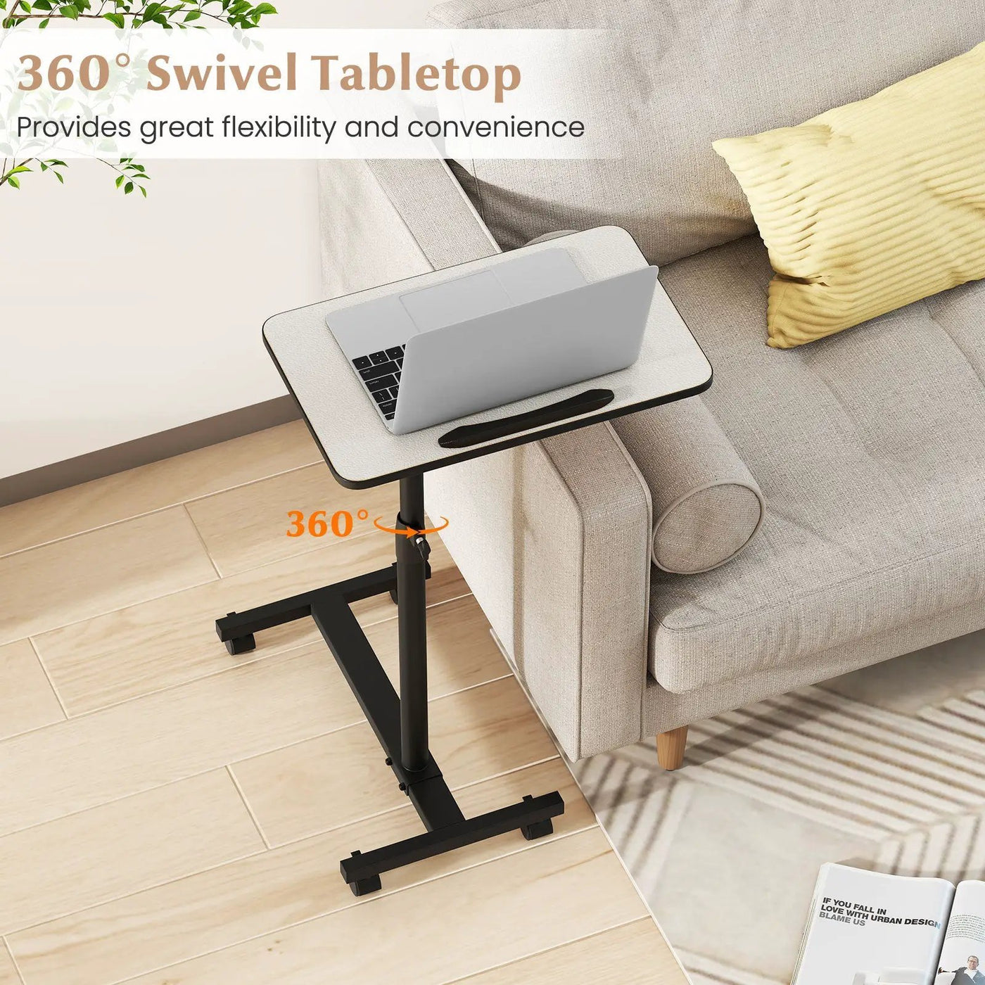 Overbed Rolling Food Tray Table by DirectDeals
