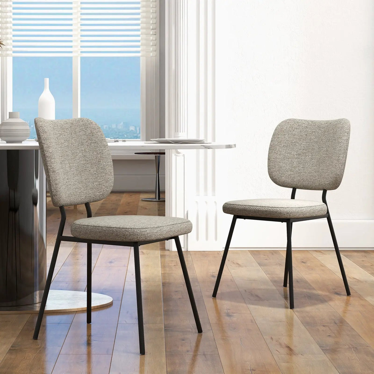 Set of 2 Modern Armless Dining Chairs with Linen Fabric by DirectDeals