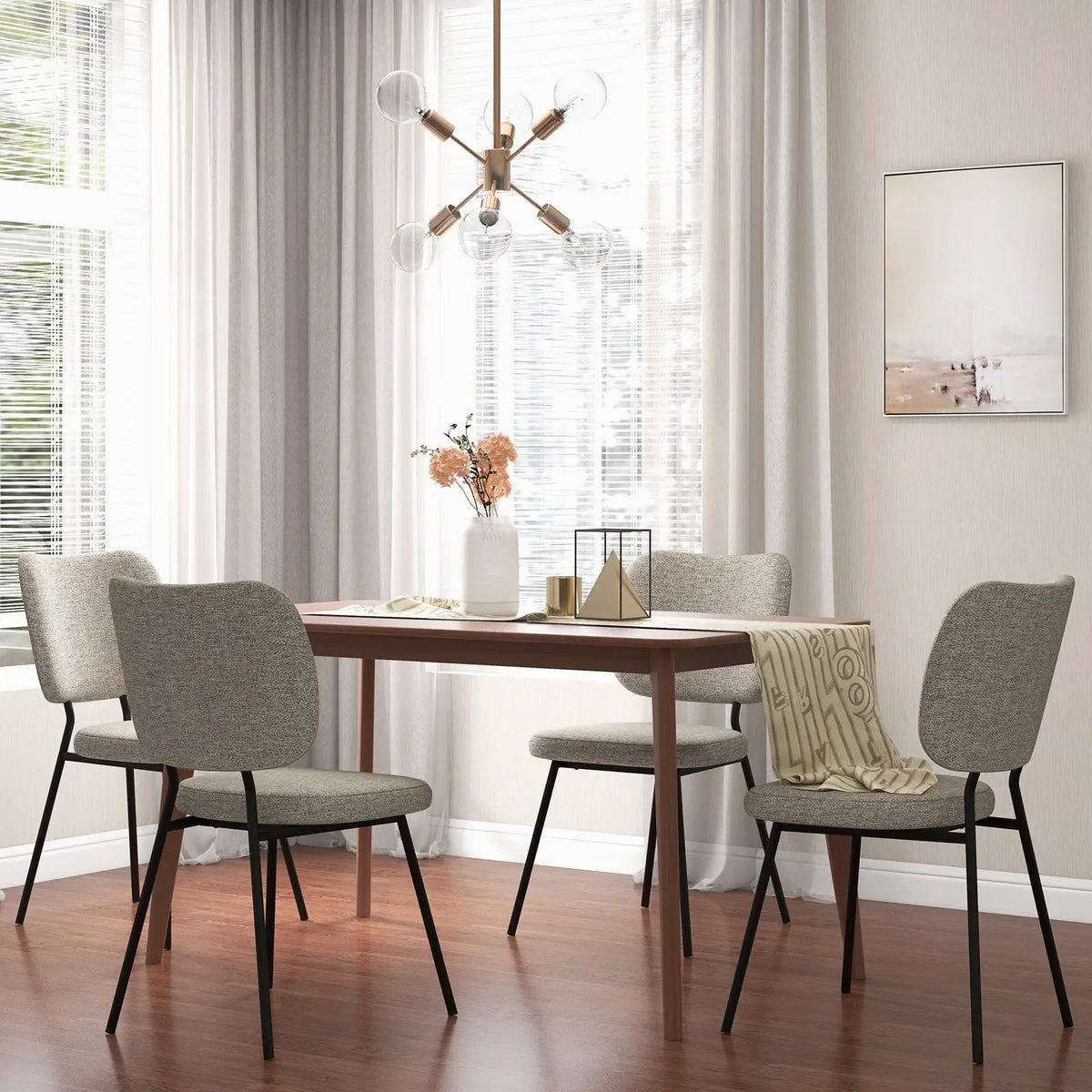 Set of 2 Modern Armless Dining Chairs with Linen Fabric by DirectDeals