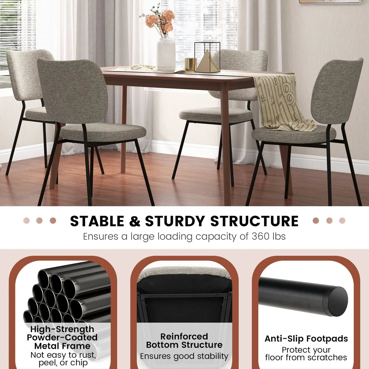 Set of 2 Modern Armless Dining Chairs with Linen Fabric by DirectDeals