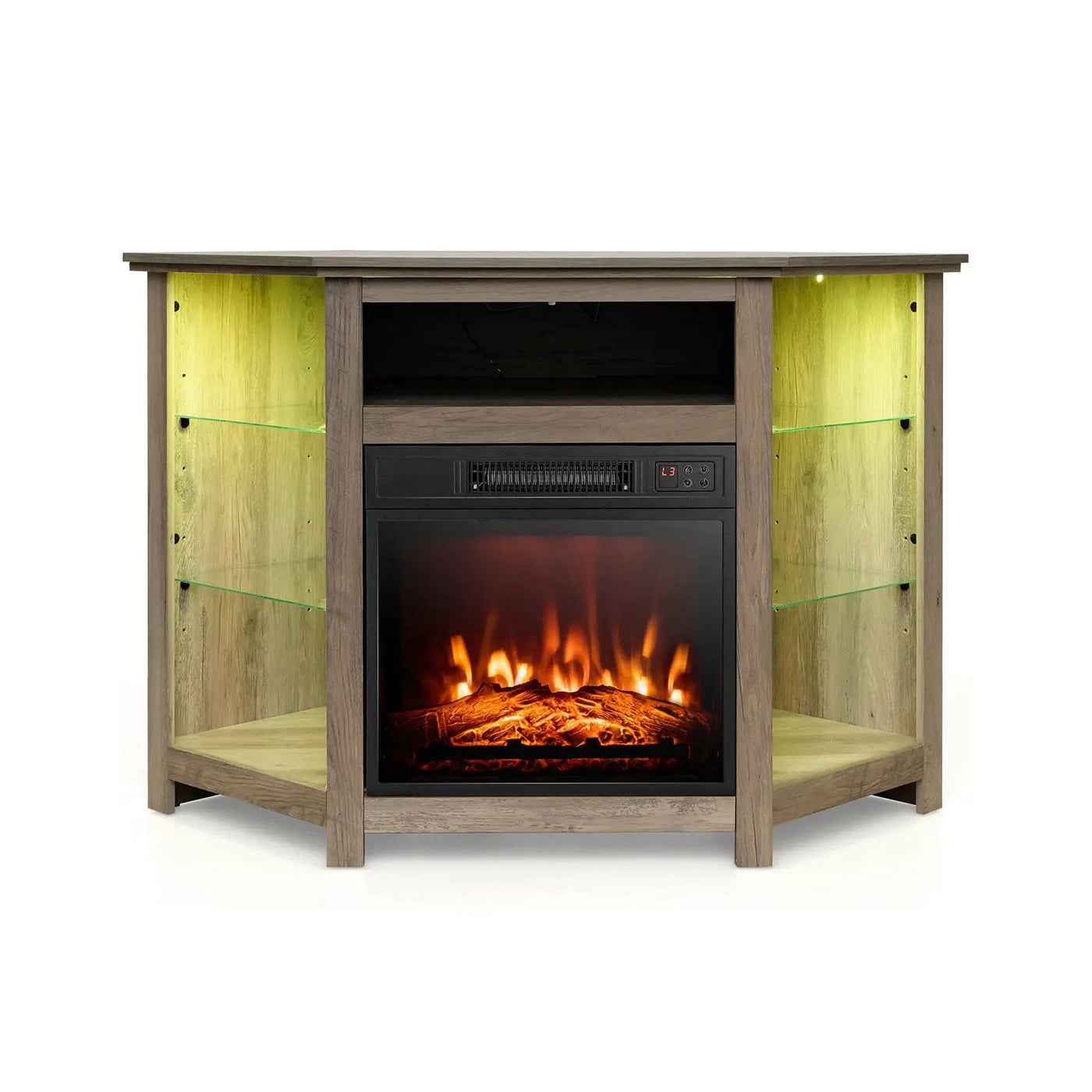 Fireplace Corner TV Stand with LED Lights and Smart APP Control for 50 Inches TV by DirectDeals