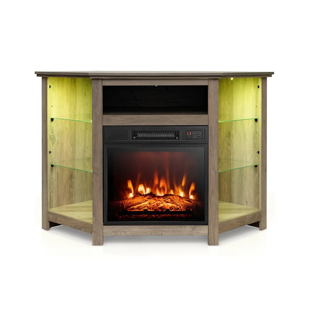 Fireplace Corner TV Stand with LED Lights and Smart APP Control for 50 Inches TV by DirectDeals