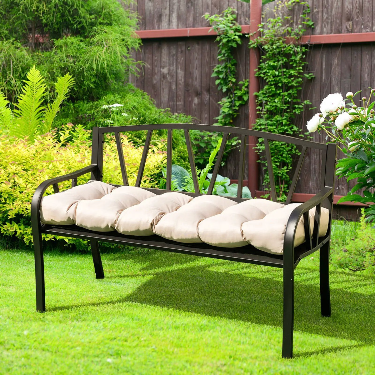 Indoor Outdoor Tufted Bench Cushion with Soft PP Cotton by DirectDeals