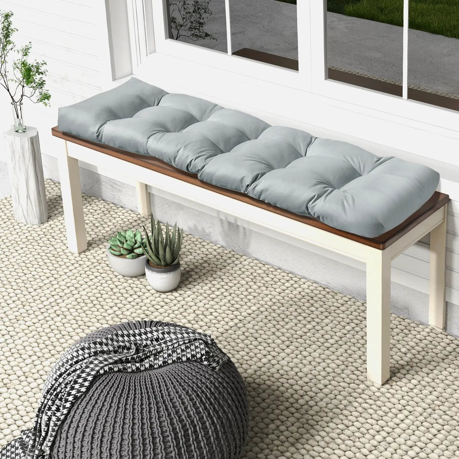 Indoor Outdoor Tufted Bench Cushion with Soft PP Cotton by DirectDeals