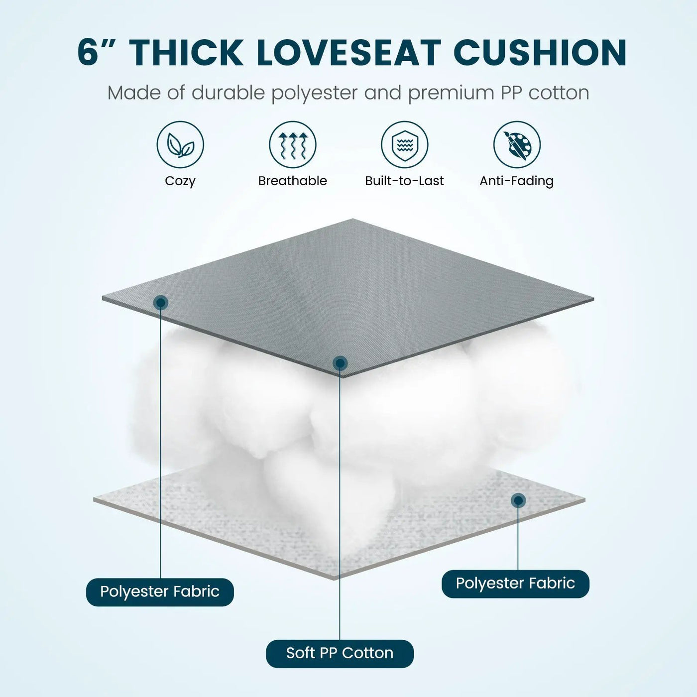 Indoor Outdoor Tufted Bench Cushion with Soft PP Cotton by DirectDeals