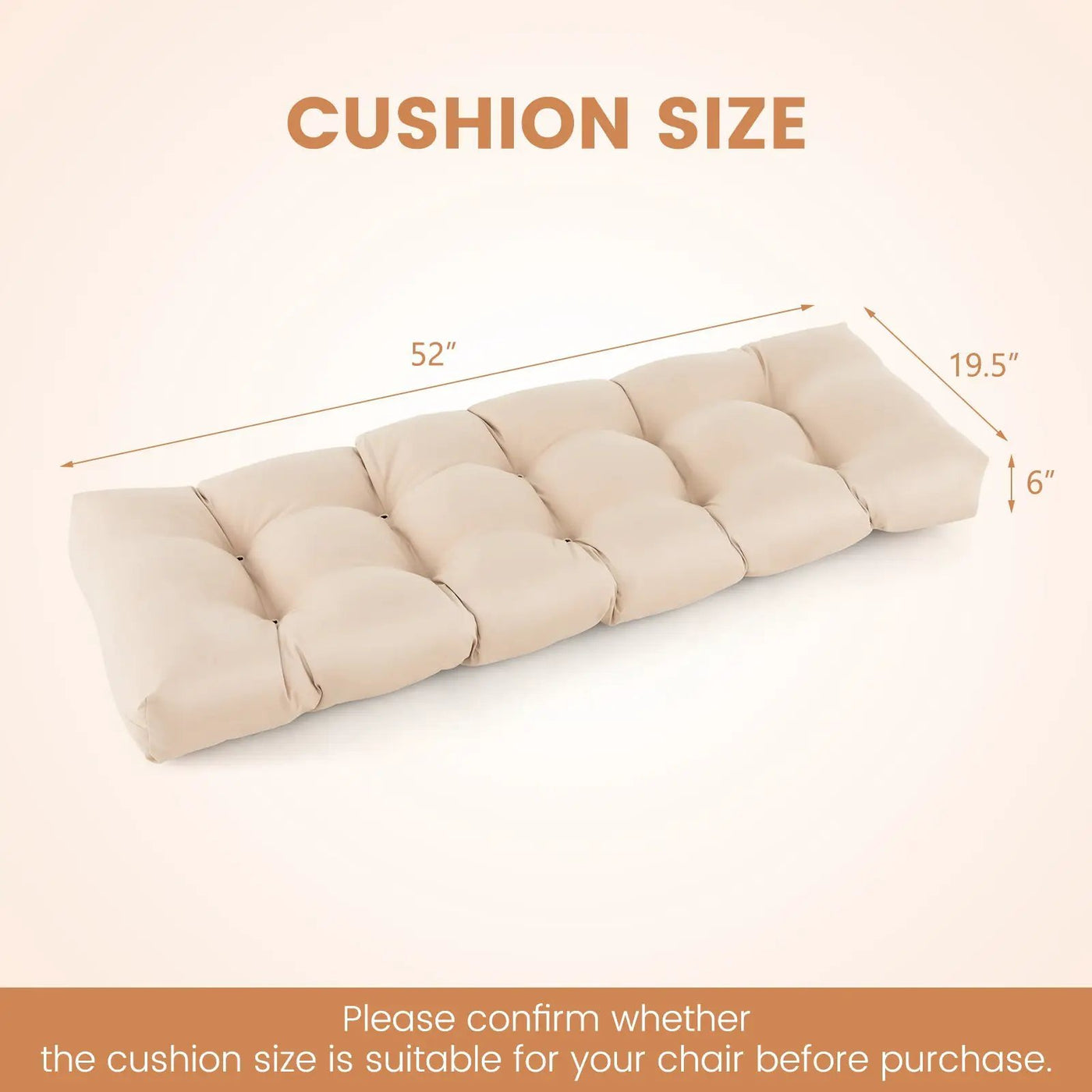 Indoor Outdoor Tufted Bench Cushion with Soft PP Cotton by DirectDeals