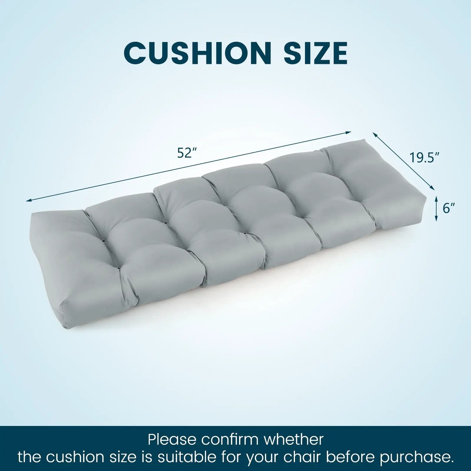 Indoor Outdoor Tufted Bench Cushion with Soft PP Cotton by DirectDeals
