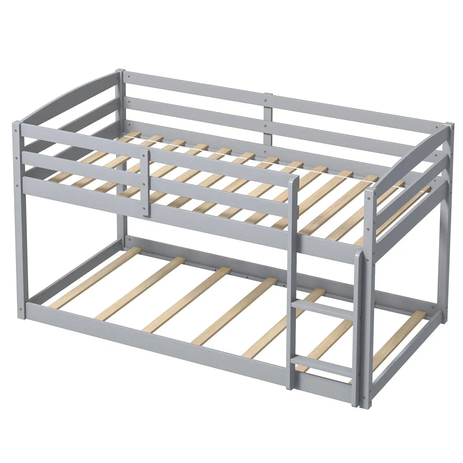 Twin Size Bunk Bed with High Guardrails and Integrated Ladder by DirectDeals