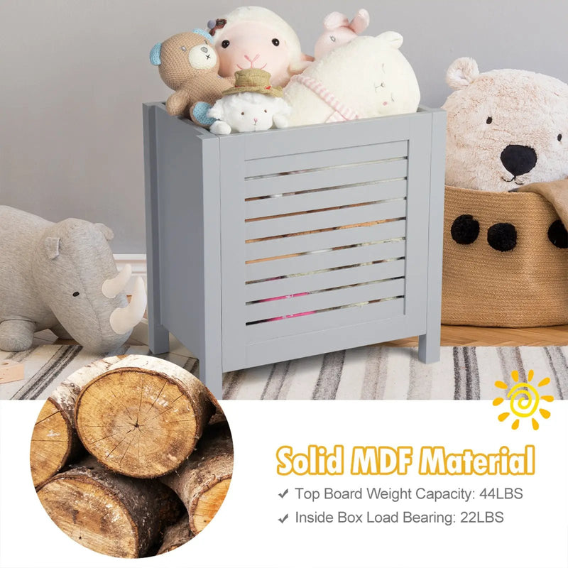 Wooden Kids Toy Storage Organizer with Lid-Gray by DirectDeals