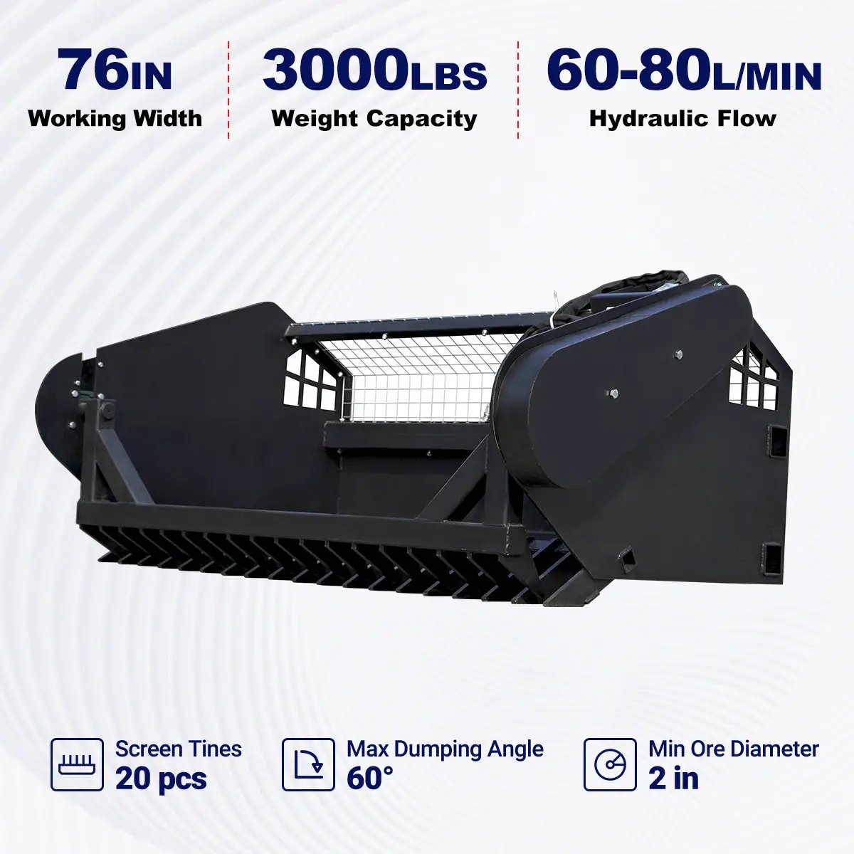 Greatbear 76" Skid Steer Screening Bucket by Chery Industrial