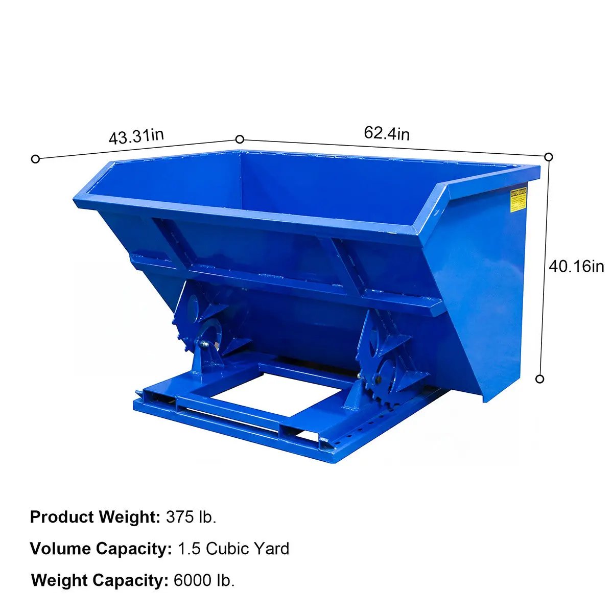 Greatbear Self Dumping Forklift Hopper - 1.5 Cubic Yard Capacity by Chery Industrial