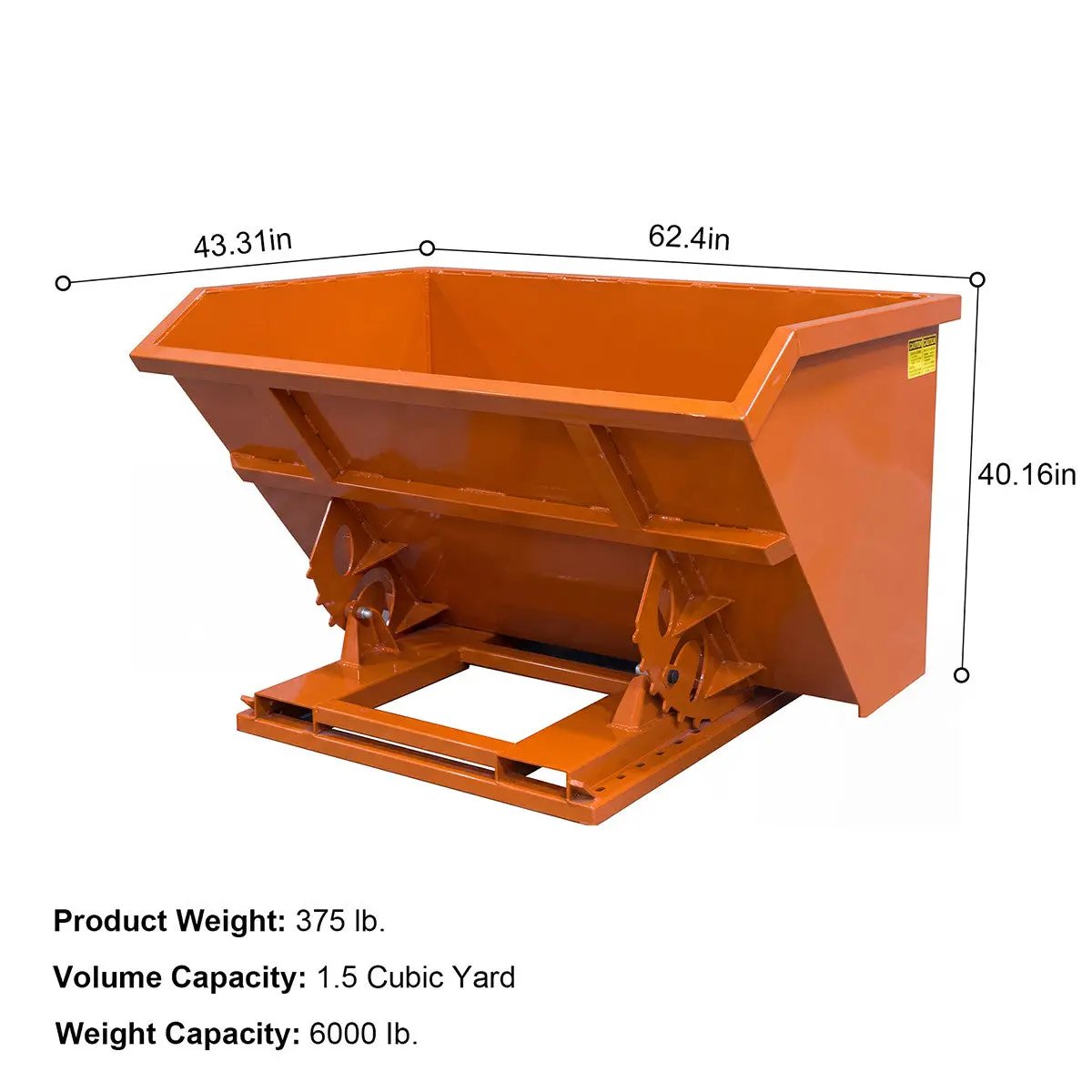 Greatbear Self Dumping Forklift Hopper - 1.5 Cubic Yard Capacity by Chery Industrial