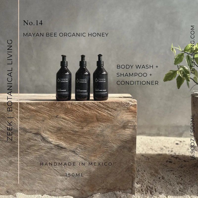 ZEEK MAYAN BEE ORGANIC HONEY SET: SHAMPOO, CONDITIONER, & BODY WASH / 8 OZ BOTTLES by ZEEK