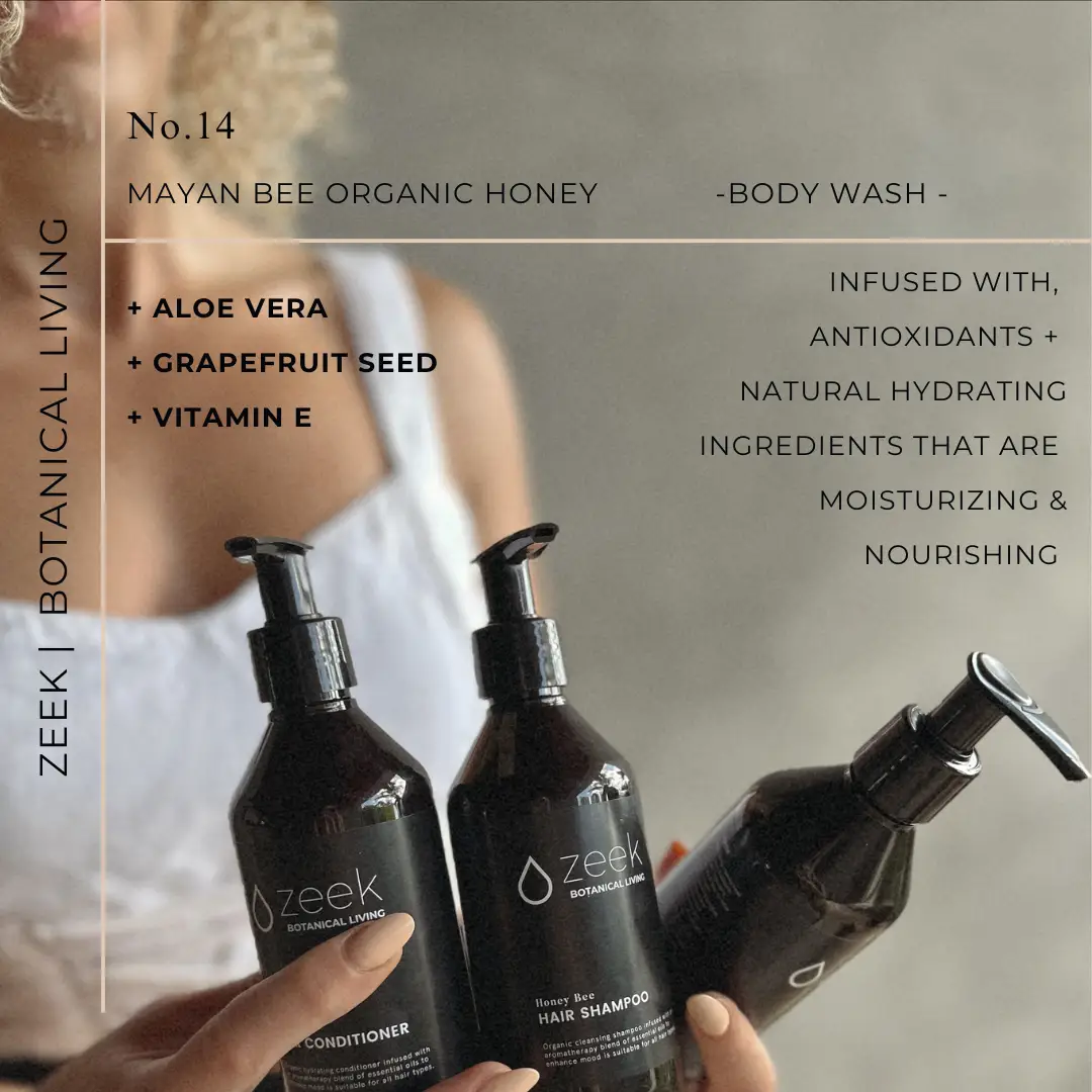 ZEEK MAYAN BEE ORGANIC HONEY SET: SHAMPOO, CONDITIONER, & BODY WASH / 8 OZ BOTTLES by ZEEK