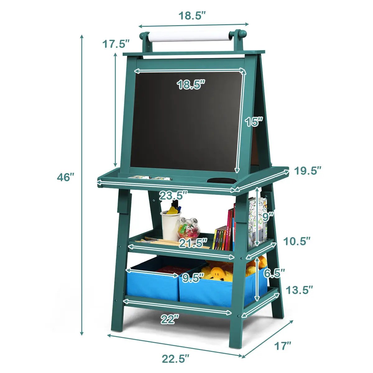 3 in 1 Double-Sided Storage Art Easel-Brown by DirectDeals