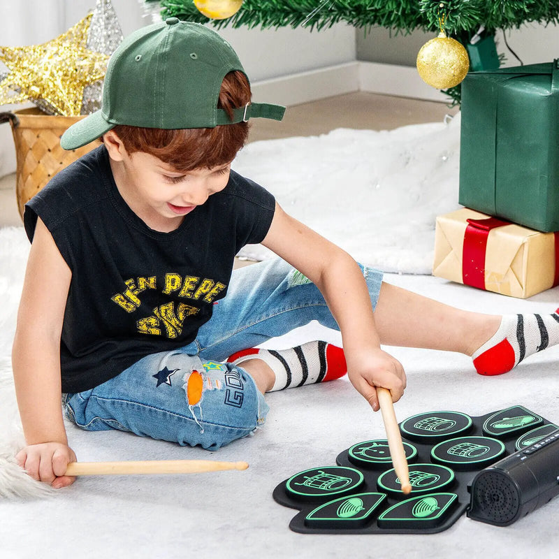 Electronic Drum Set with 2 Build-in Stereo Speakers for Kids by DirectDeals