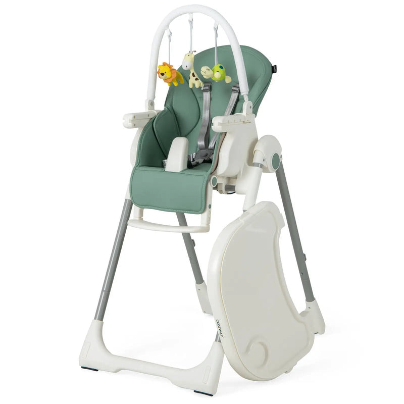 4-in-1 Foldable Baby High Chair with 7 Adjustable Heights and Free Toys Bar by DirectDeals