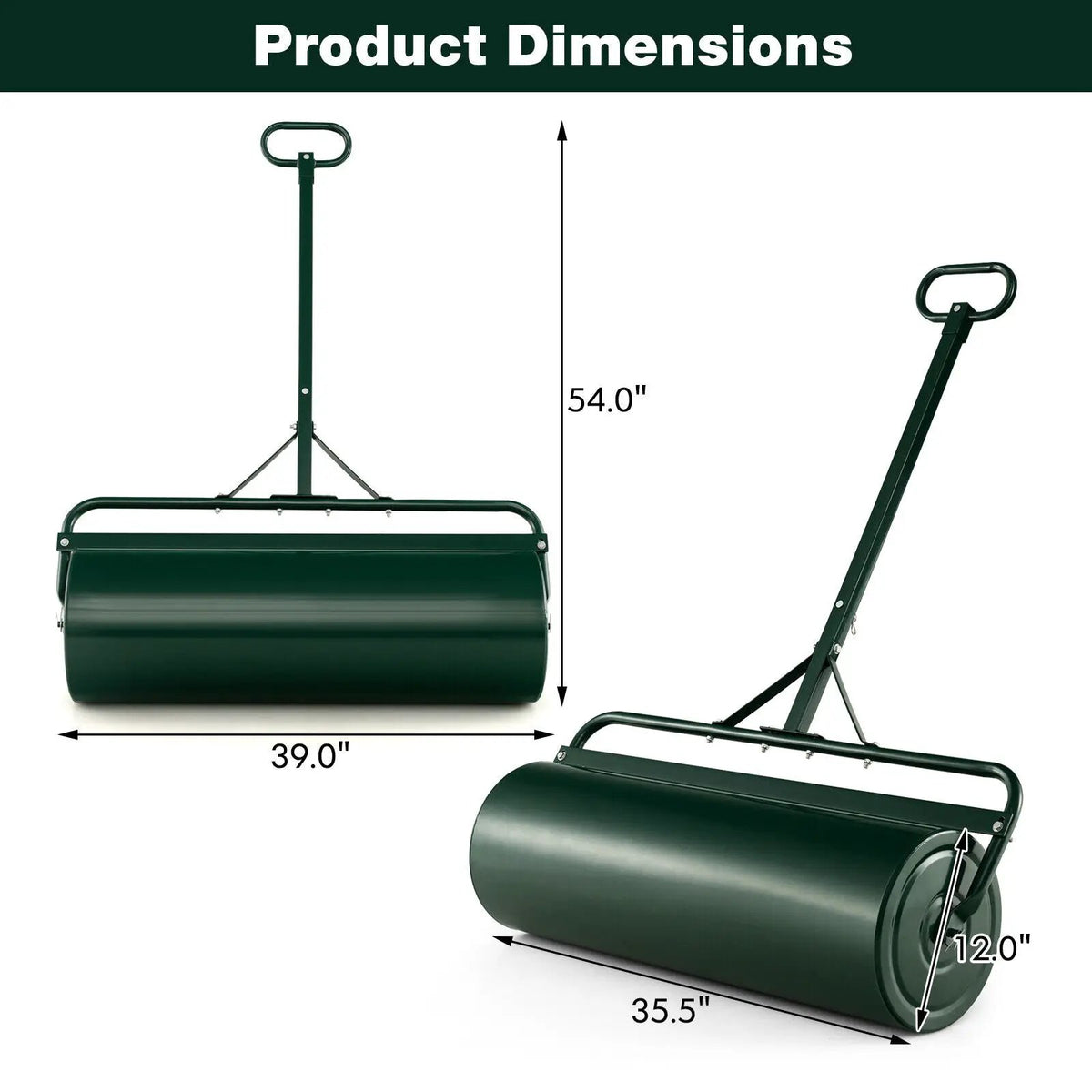 Metal Lawn Roller with Detachable Gripping Handle by DirectDeals