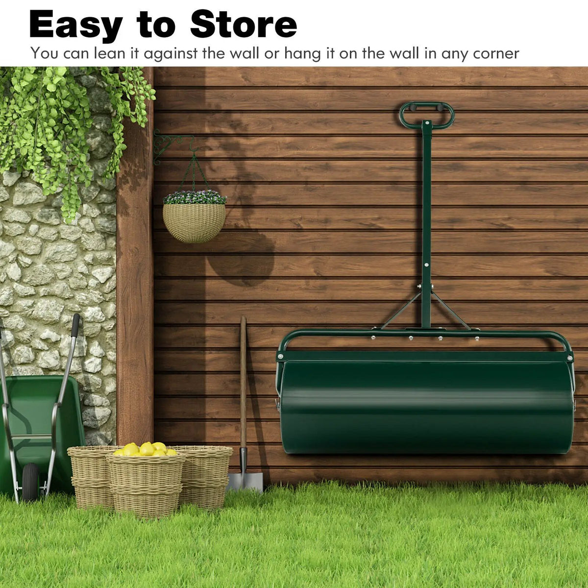 Metal Lawn Roller with Detachable Gripping Handle by DirectDeals