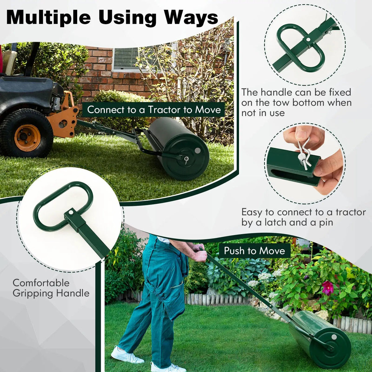 Metal Lawn Roller with Detachable Gripping Handle by DirectDeals
