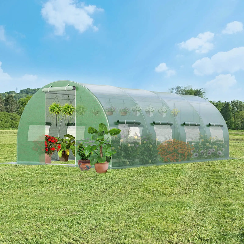 20 x 10 x 6.6 Feet Greenhouse with Windows and Doors for Outdoor-Green by DirectDeals