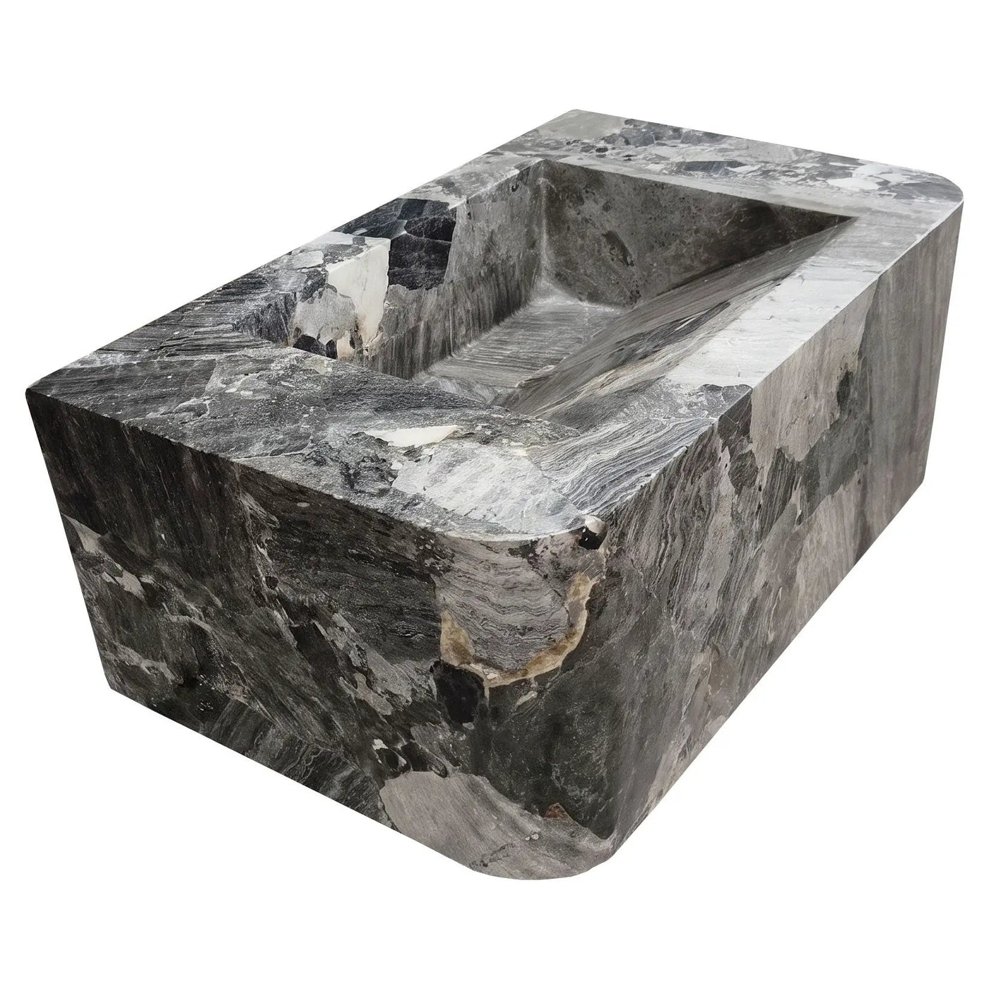 Exotic Grey Marble Wall-mount Bathroom Sink 19x30 by GMSTONE