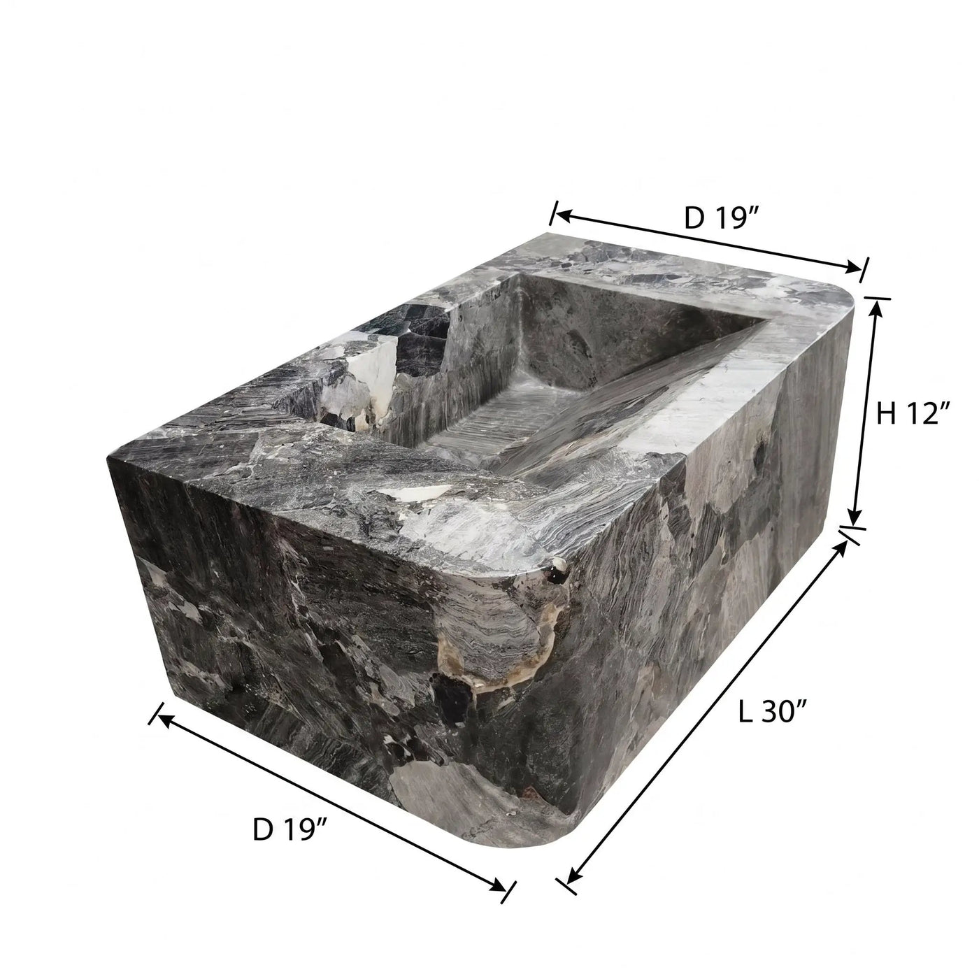 Exotic Grey Marble Wall-mount Bathroom Sink 19x30 by GMSTONE