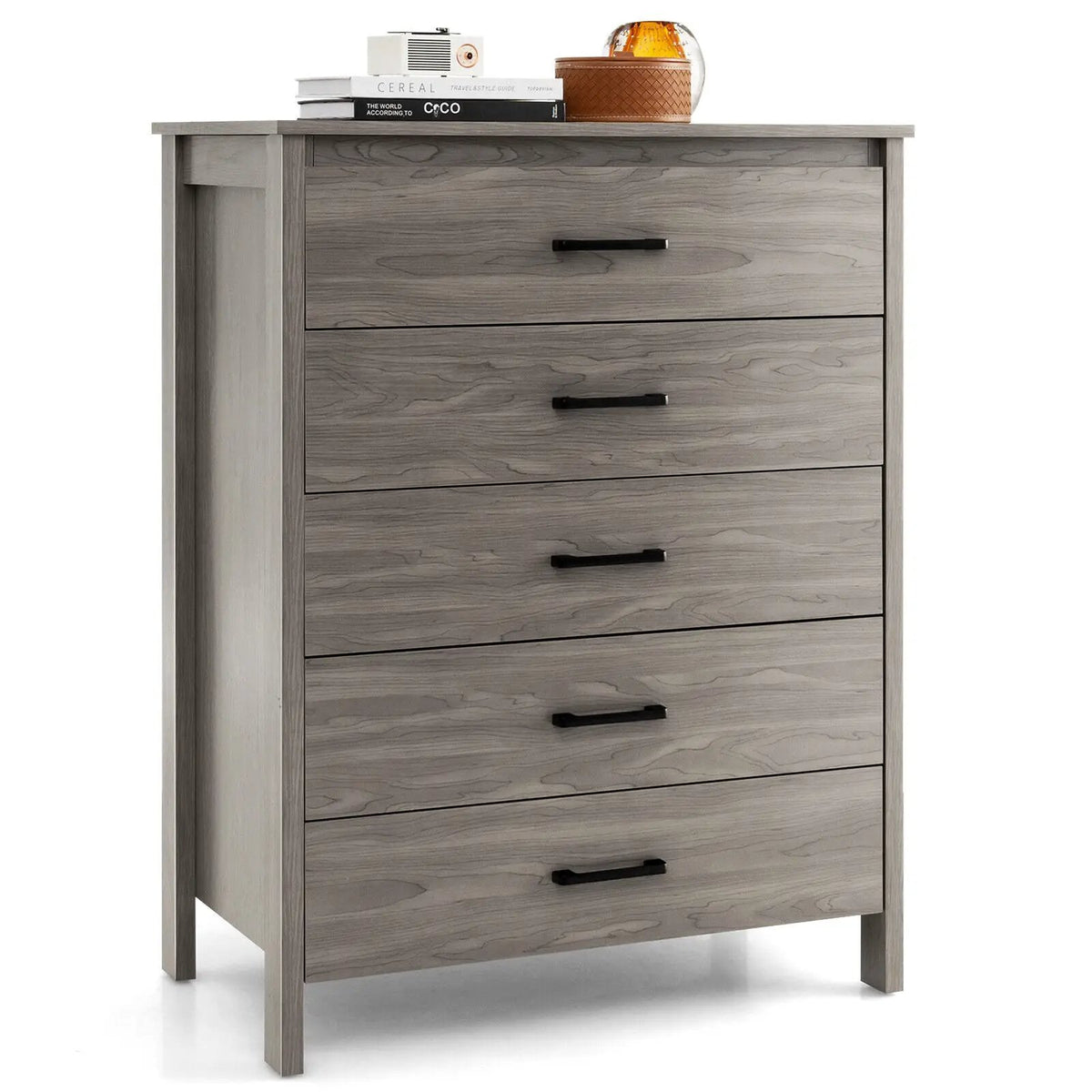 Modern 5-Drawer Multipurpose Chest Dresser with Metal Handles by DirectDeals