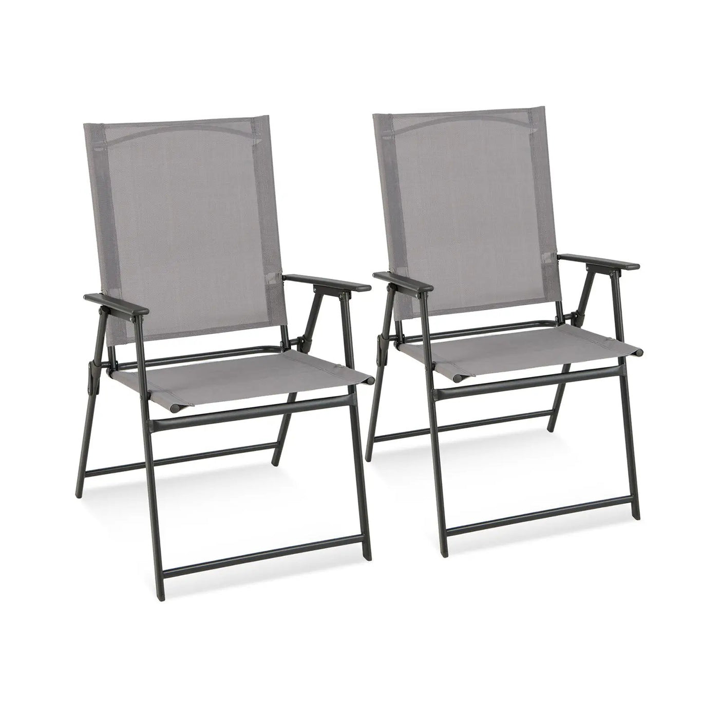 2 Pieces Patio Folding Chairs with Armrests for Deck Garden Yard by DirectDeals