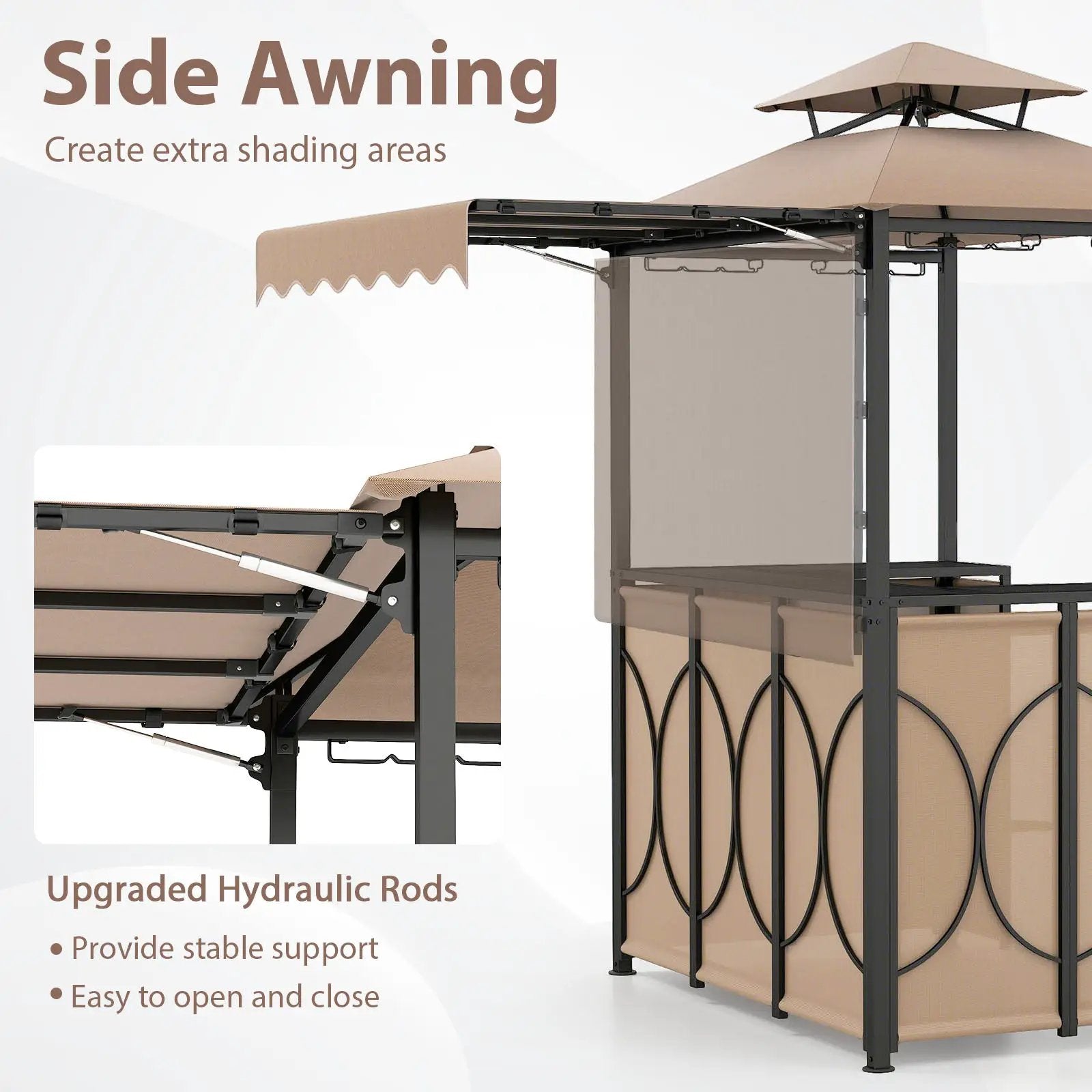 Grill Gazebo with Awning 3-Piece Outdoor BBQ Canopy Double-Tier Soft Top Barbecue Shelter by DirectDeals