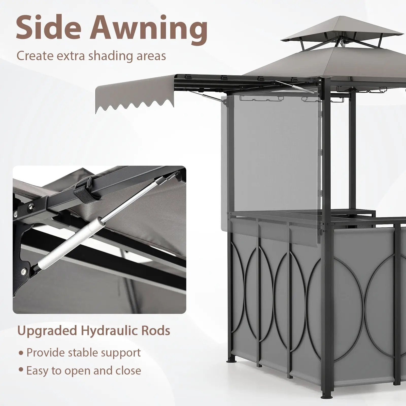Grill Gazebo with Awning 3-Piece Outdoor BBQ Canopy Double-Tier Soft Top Barbecue Shelter by DirectDeals
