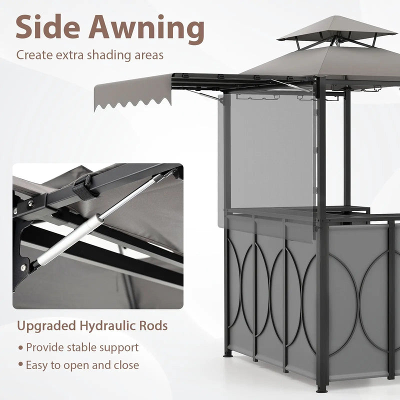Grill Gazebo with Awning 3-Piece Outdoor BBQ Canopy Double-Tier Soft Top Barbecue Shelter by DirectDeals