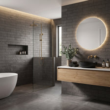 Gris Oscuro Struttura Cesello Subway Slate Look Porcelain Tiles 4x12