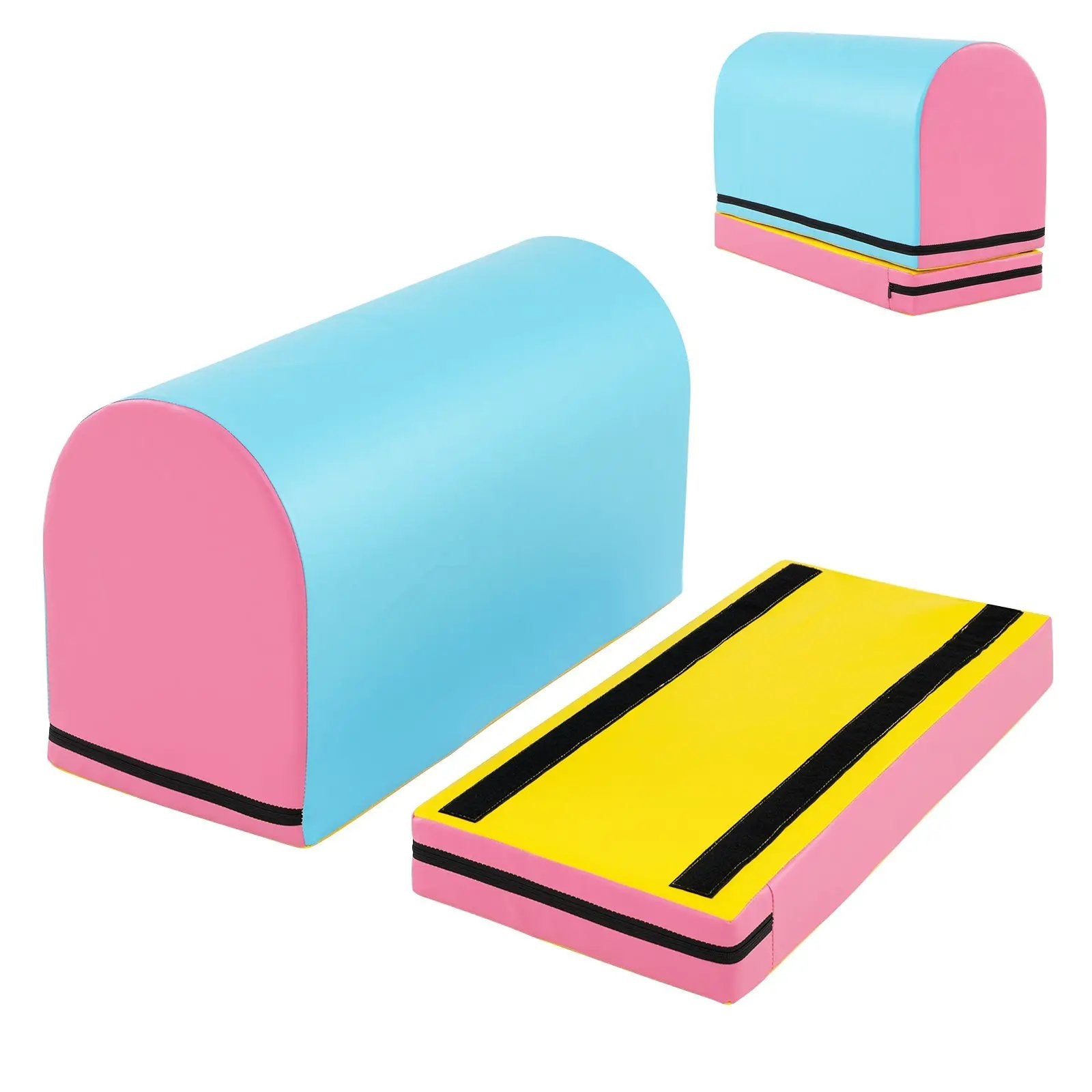 Gymnastics Vaulting Box with Detachable Mat Carrying Handle for Kids by DirectDeals