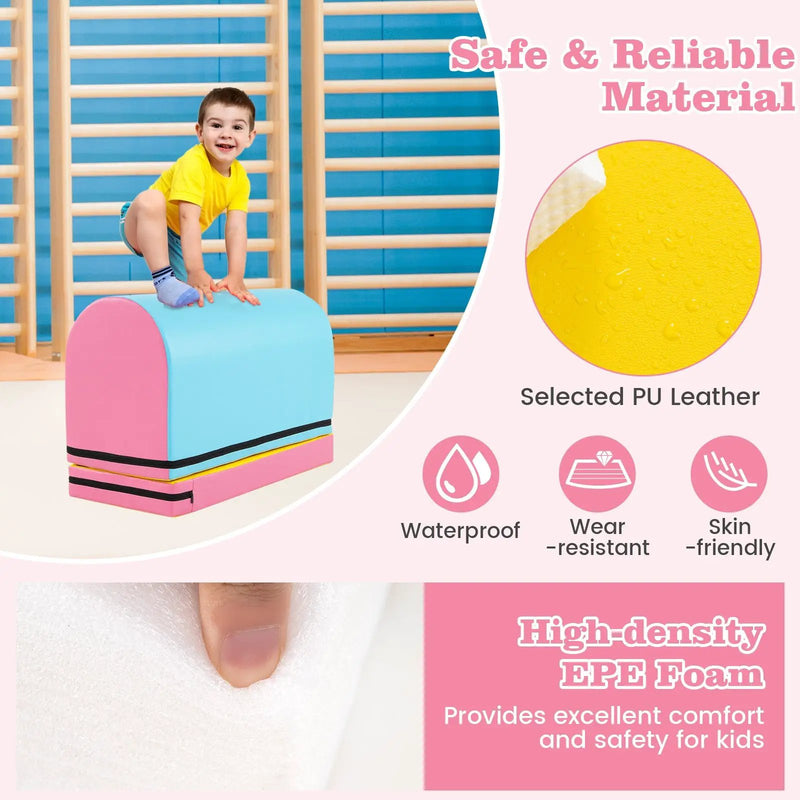 Gymnastics Vaulting Box with Detachable Mat Carrying Handle for Kids by DirectDeals