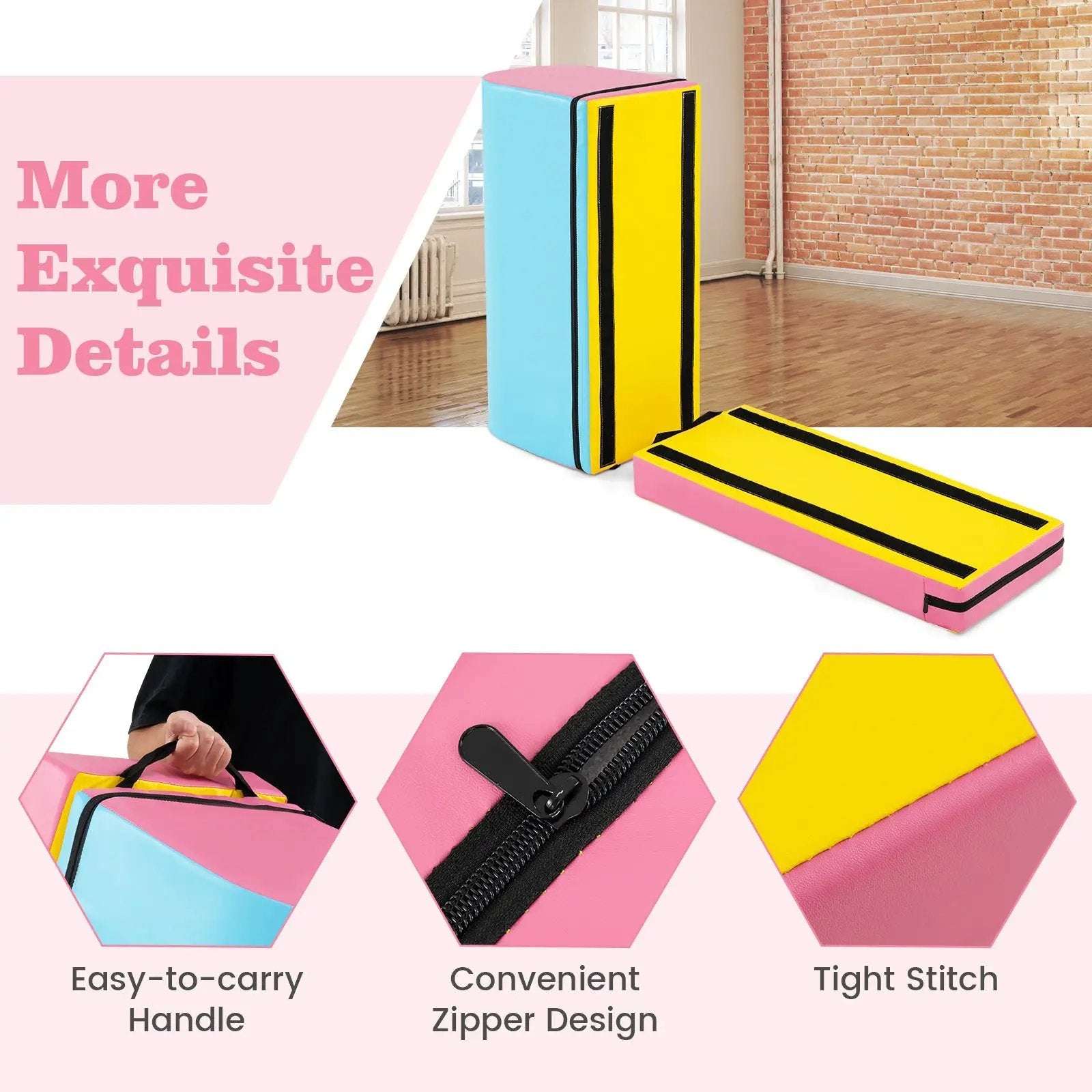 Gymnastics Vaulting Box with Detachable Mat Carrying Handle for Kids by DirectDeals