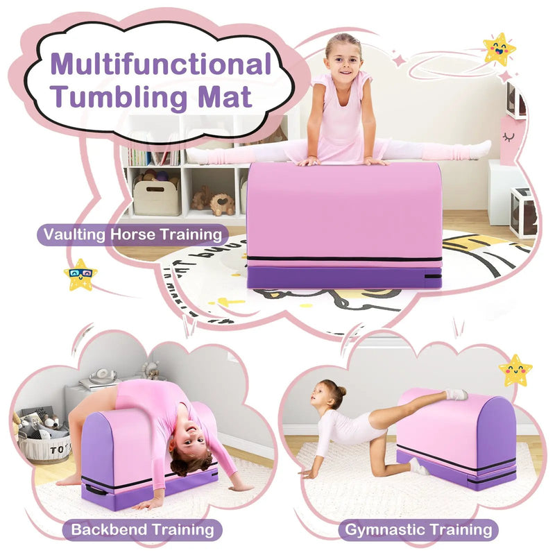 Gymnastics Vaulting Box with Detachable Mat Carrying Handle for Kids by DirectDeals