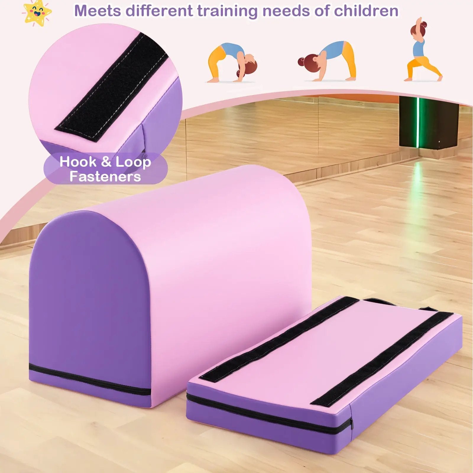 Gymnastics Vaulting Box with Detachable Mat Carrying Handle for Kids by DirectDeals